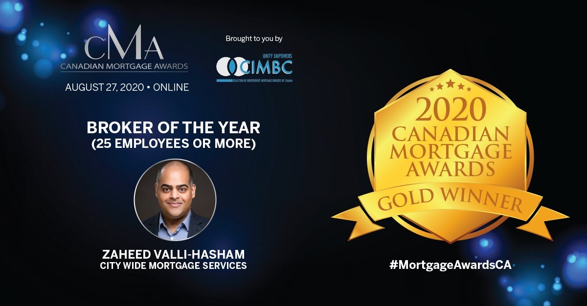 Zaheed Valli-Hasham 2020 Mortgage Broker of the Year